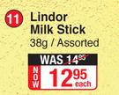 Lindt Lindor Milk Stick Assorted-38g Each