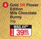 Lindt Gold Or Flower Edition Milk Chocolate Bunny-50g Each