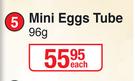 Cadbury Mini Eggs Tube-96g Each
