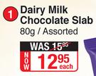 Cadbury Dairy Milk Chocolate Slab Assorted-80g Each