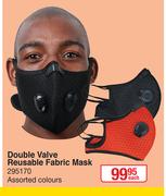 Double Valve Reusable Fabric Mask (Assorted Colours)-Each