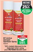 EF-Active Aerosol Sanitizer Spray-400ml Each