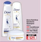 Dove Nutritive Solutions Shampoo 400ml Or Conditioner 350ml Or Hair Mask 200ml Assorted-Each