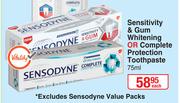 Sensodyne Sensitivity & Gum Whitening Or Complete Protection Toothpaste-75ml Each