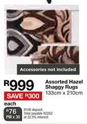 Assorted Hazel Shaggy Rugs 133cm x 210cm-Each
