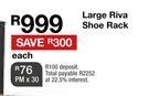 Large Riva Shoe Rack-Each