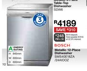 Bosch Metallic 12 Place Dishwasher SMS40E18ZA