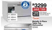 Swan Metallic 6 Place Table Top Dishwasher SDW6