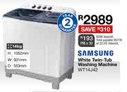 Samsung 14kg White Twin Tub Washing Machine WT14J42