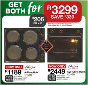Univa 4 plate Hob U156B+Eye Level Oven U264B-For Both
