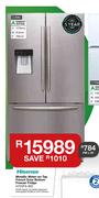 Hisense 536Ltr Metallic Water-On Tap French Door Bottom Freezer Fridge H720FS-WD