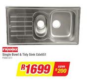 Franke Single Bowl & Tidy Sink Cdx651
