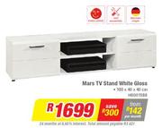Mars TV Stand White Gloss 160x40x40Cm