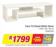 Cara TV Stand White Gloss 160x40x40Cm