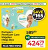 Pampers Premium Care Nappies Mega Box (Size 3-5) Plus Free Wipes-Per Box