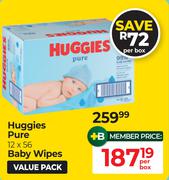 Huggies Pure Baby Wipes Value Pack (12 x 56)-Per Box