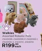 Walkies Assorted Robotic Pets ZW2009R, ZW2009R-P, ZW2010D-1, ZW2010D-2, ZW2011C or ZW2011D-Each