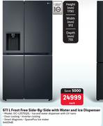 LG 611Ltr Frost Free Side-By-Side With Water And Ice Dispenser GC-L257SQSL 440048