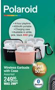Polaroid Wireless Earbuds With Case Assorted-Each