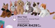 Nico Toys Assorted Pet Animal Plush SIS-6305830018/SIS-6305833052-Each