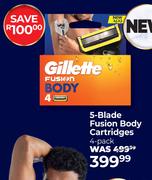 Gillette 5-Blade Fusion Body Cartridges 4 Pack