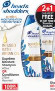 Head & Shoulders Supreme Moisture Shampoo 400ml Or Conditioner 275ml Assorted-Each