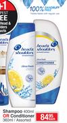 Head & Shoulders Shampoo 400ml Or Conditioner 360ml Assorted-Each