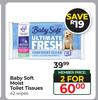 Baby Soft Moist Toilet Tissues-For 2 x 42 Wipes