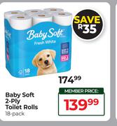 Baby Soft 2-Ply Toilet Rolls-18's Pack