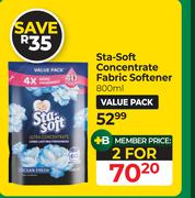 Sta-Soft Concentrated Fabric Softener-For 2 x 800ml