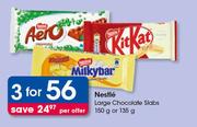 Nestle Large Chocolate Slabs-3x150g Or 135g Per Offer