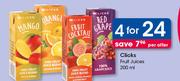 Clicks Fruit Juices-4x200ml Per Offer