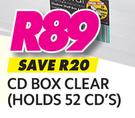 Crystal CD Box Clear(Holds 52 CD's)