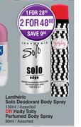 Lentheric Solo Deodorant Body Spray 150ml Or Hoity Toity Perfumed Body Spray 90ml-For 1