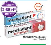 Mentadent P Toothpaste Assorted-100ml