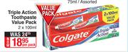 Colgate Triple Action Toothpaste Value Pack-2 x 100ml Per Pack