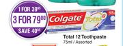 Colgate Total 12 Toothpaste Assorted-75ml