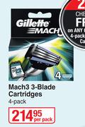 Gillette Mach3 3 Blade Cartridges 4 Pack-Per Pack