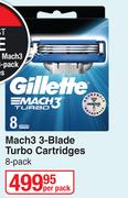 Gillette Mach3 3 Blade Turbo Cartridges 8 Pack-Per Pack