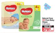 Huggies Natural Care Or Pure Baby Wipes-4x56's Wipes Per Pack