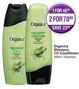 Organics Shampoo Or Conditioner Assorted-2 x 400ml