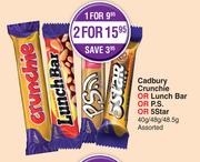 Cadbury Crunchie Or Lunch Bar Or P.S. Or 5 Star Assorted-40g/ 48g/ 48.5g Each