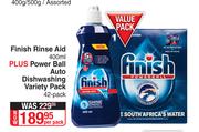 Finish Rinse Aid 400ml Plus Power Bll Auto Dishwashing Variety Pack 42 Pack-Per Pack