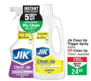 Jik Clean Up Trigger Spray 500ml Or Clean Up 750ml Assorted-Each