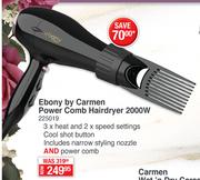 Ebony ByCarmen Power Comb Hairdryer 2000W