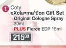 Coty Exclamation Gift Set Original Cologne Spray-30ml