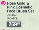 Basics Beauty Rose Gold & Pink Cosmetic Face Brush Set (6 Piece)