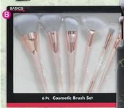 Basics Beauty Rose Gold & Pink Cosmetic Face Brush Set (6 Piece)