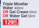 Neutrogena Triple Micellar Water 400ml Or Gel Cream 50ml Or Water Gel 50ml-Each