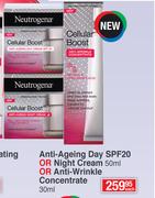 Neutrogena Anti Ageing Day SPF20 Or Night Cream 50ml Or Anti Wrinkle Concentrate 30ml-Each